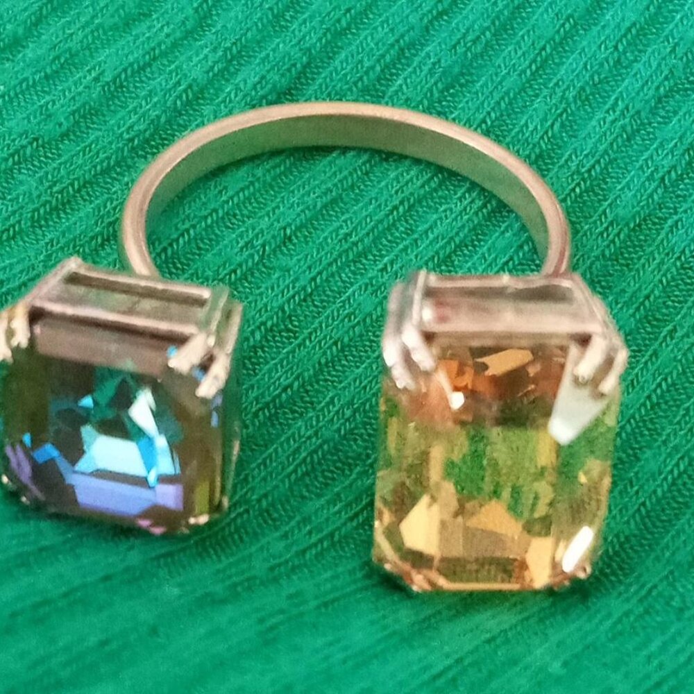 Millenia open Ring Octagon cut, Blue & Topez Rhodium Plated - Picture 2 of 3